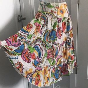 Trina Turk Colorful Bold A-line Skirt Midi Floral Lined